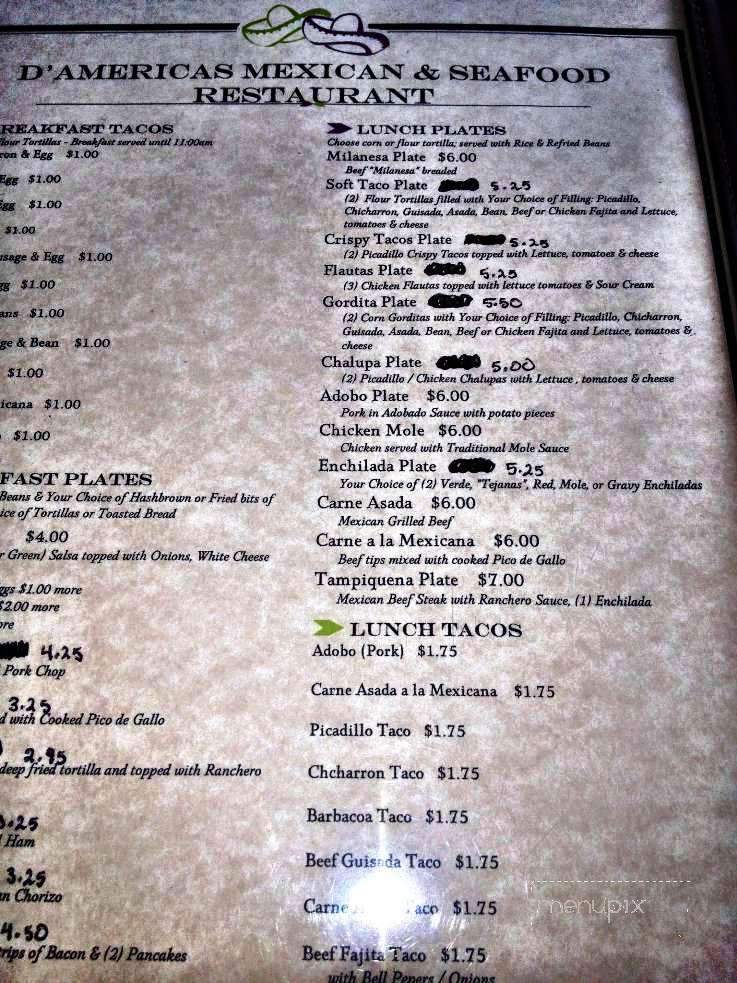 D' Americas Restaurant - San Antonio, TX menu_pic