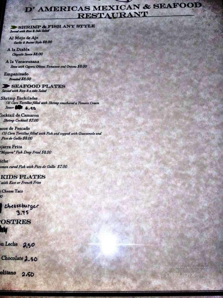D' Americas Restaurant - San Antonio, TX menu_pic