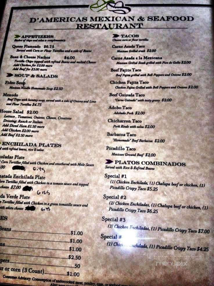 D' Americas Restaurant - San Antonio, TX menu_pic