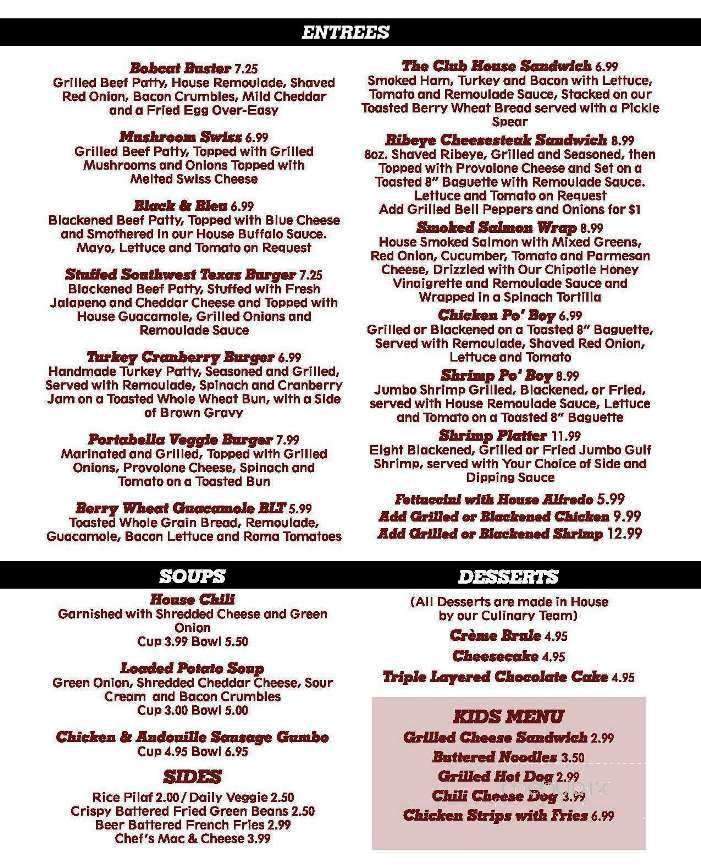 Bobcat Nation Sports Bar & Grill - San Marcos, TX menu_pic