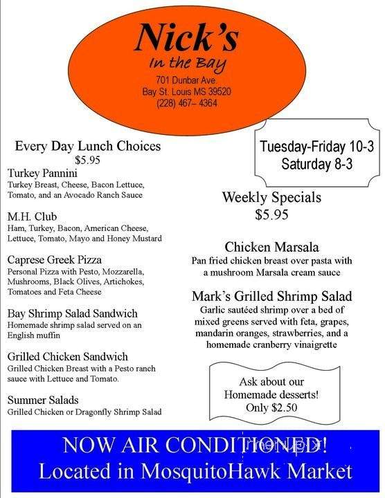 Nick's in the Bay - Bay Saint Louis, MS menu_pic