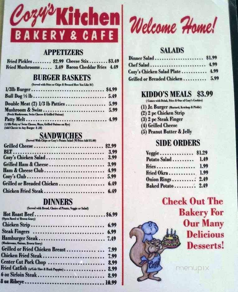 Cozy's Kitchen - Edgewood, TX menu_pic