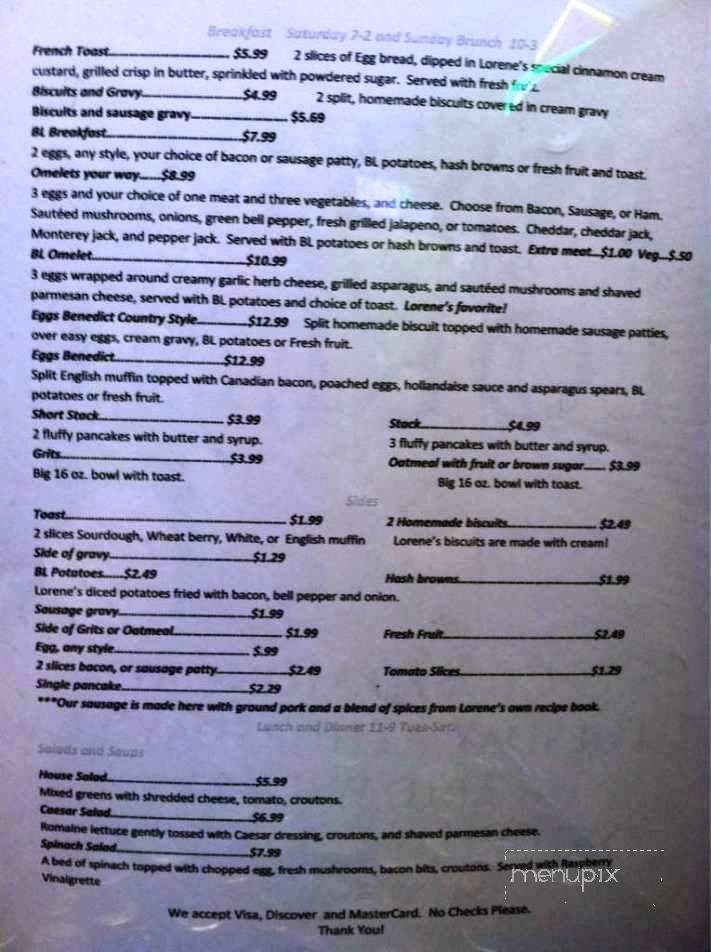 Bistro Lorene - Chickasha, OK menu_pic