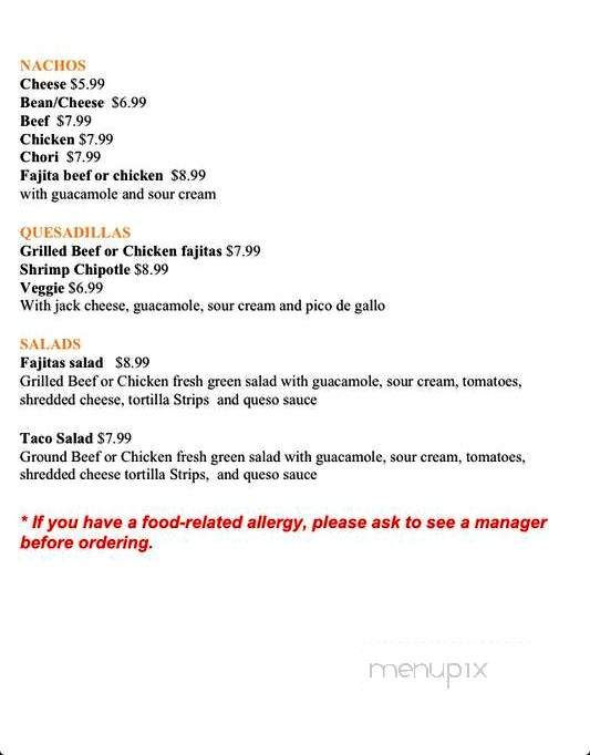 Senor Bean Mexican Grill- Cantina - Dallas, TX menu_pic