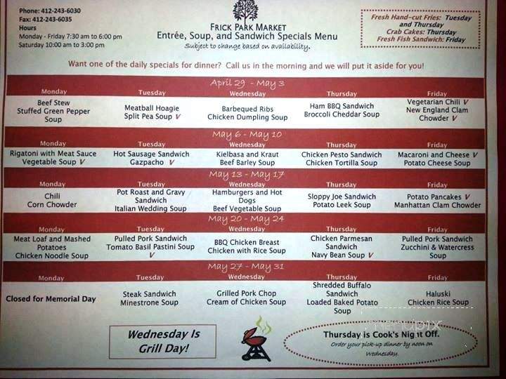 Frick Park Market - Pittsburgh, PA menu_pic