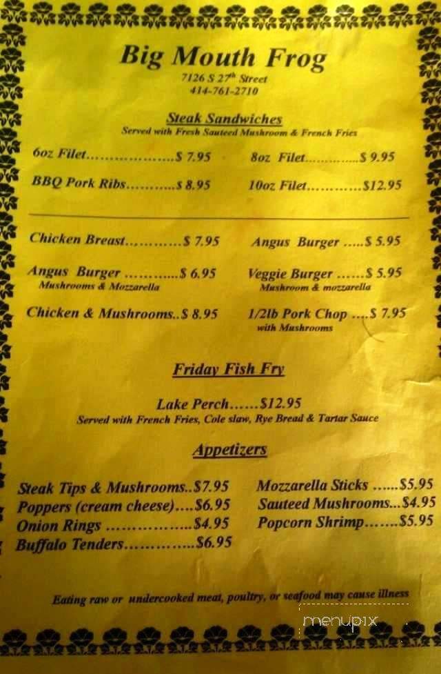 Big Mouth Frog - Oak Creek, WI menu_pic