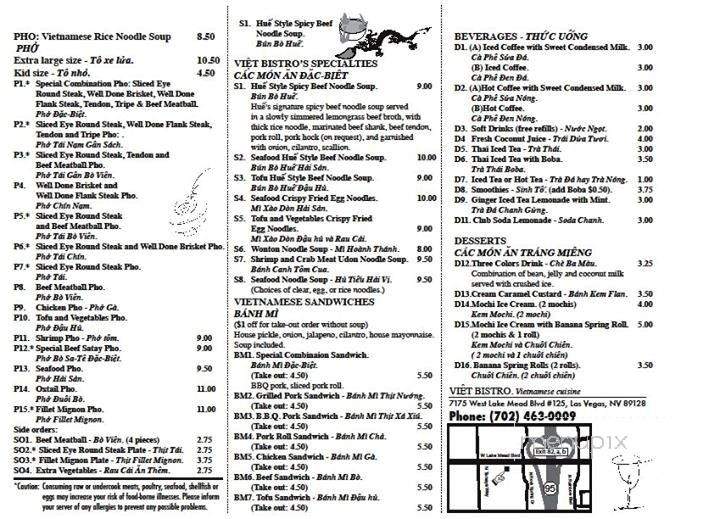 Viet Bistro - Las Vegas, NV menu_pic