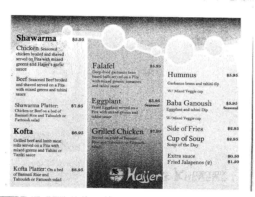 Hajjer's Kitchen - Cheney, WA menu_pic