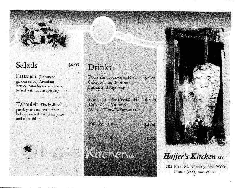 Hajjer's Kitchen - Cheney, WA menu_pic