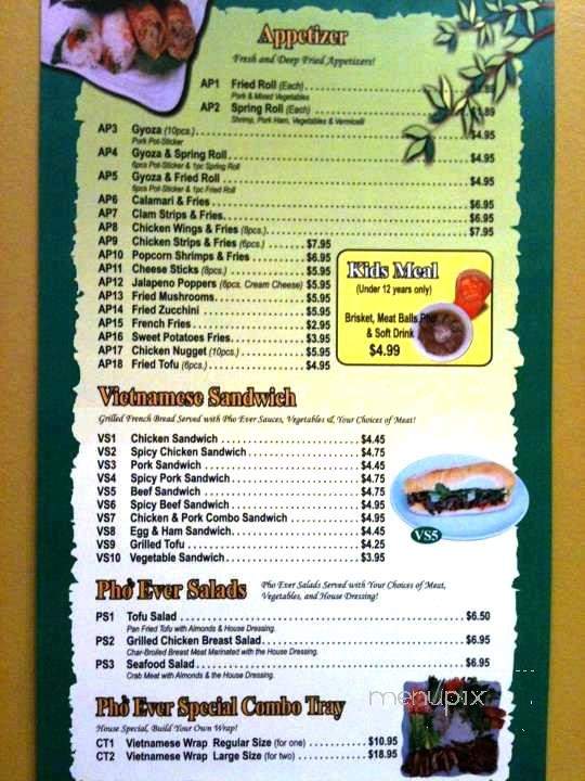 Pho Ever - Puyallup, WA menu_pic