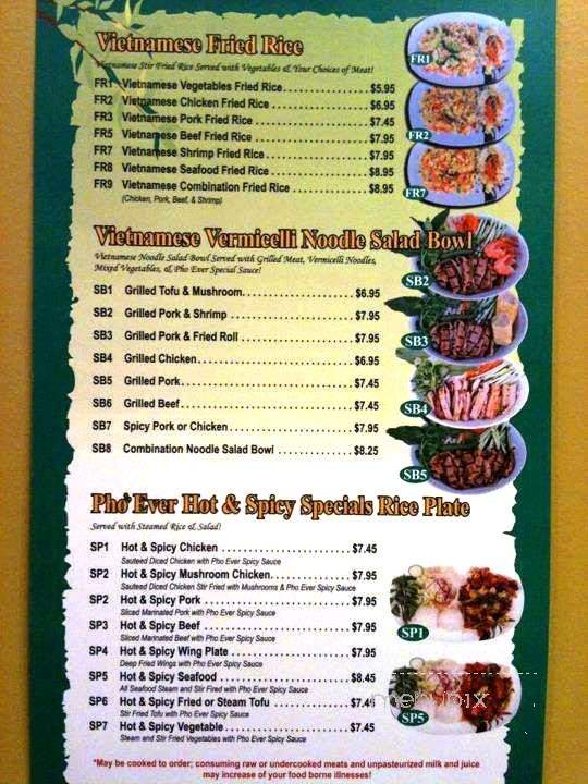 Pho Ever - Puyallup, WA menu_pic