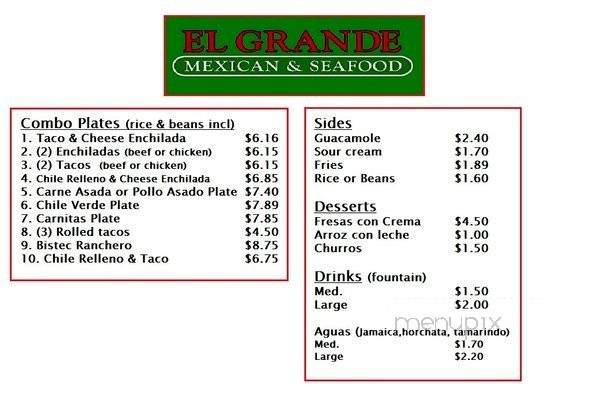 El Grande Mexican and Seafood - Chula Vista, CA menu_pic