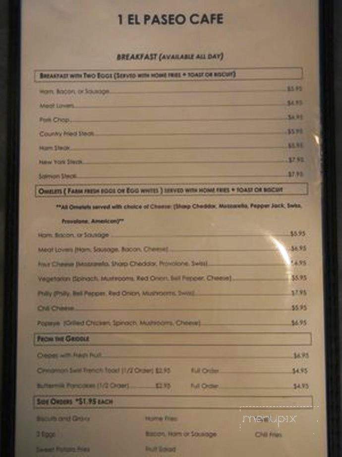 El Paseo Cafe - Palm Desert, CA menu_pic