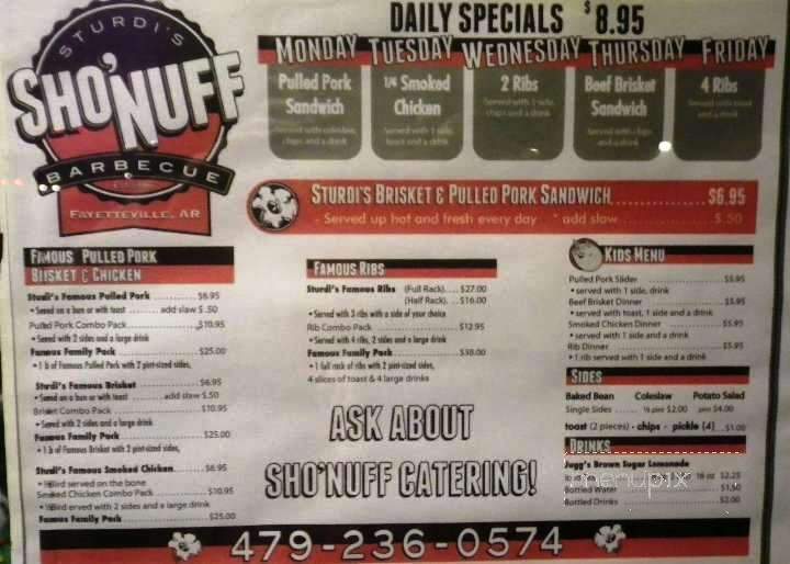 Sturdi's Sho-Nuff BBQ - Fayetteville, AR menu_pic