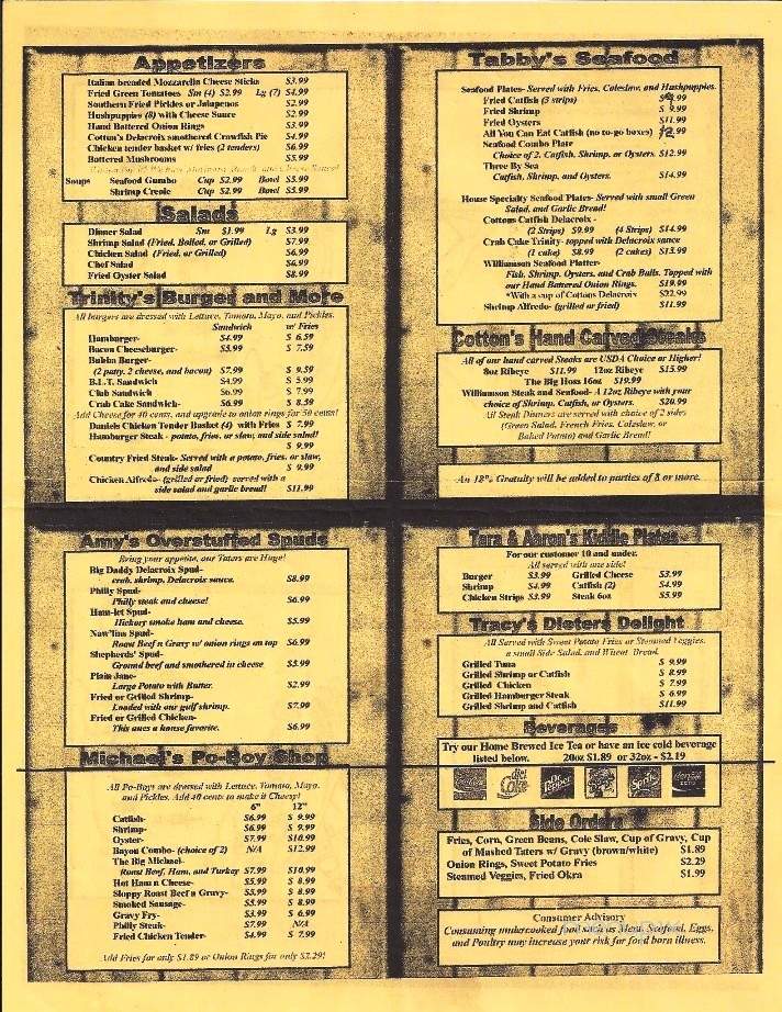 Cottons grill - Wiggins, MS menu_pic