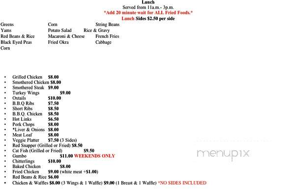 Soul Food Cafe - Las Vegas, NV menu_pic