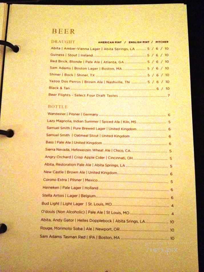 Library Lounge - Jackson, MS menu_pic