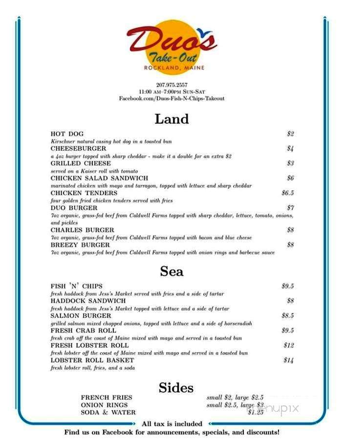 Duo's Seafood - Rockland, ME menu_pic