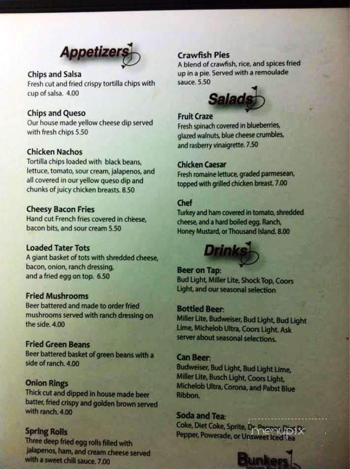 Bunkers Bar & Grill - Sherwood, AR menu_pic