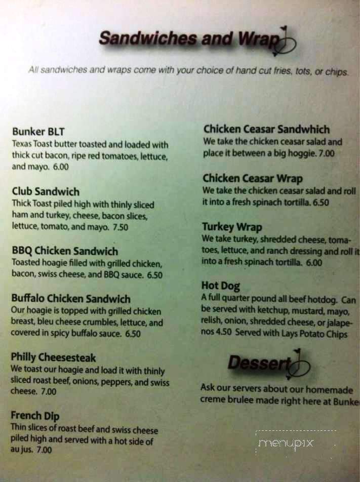Bunkers Bar & Grill - Sherwood, AR menu_pic