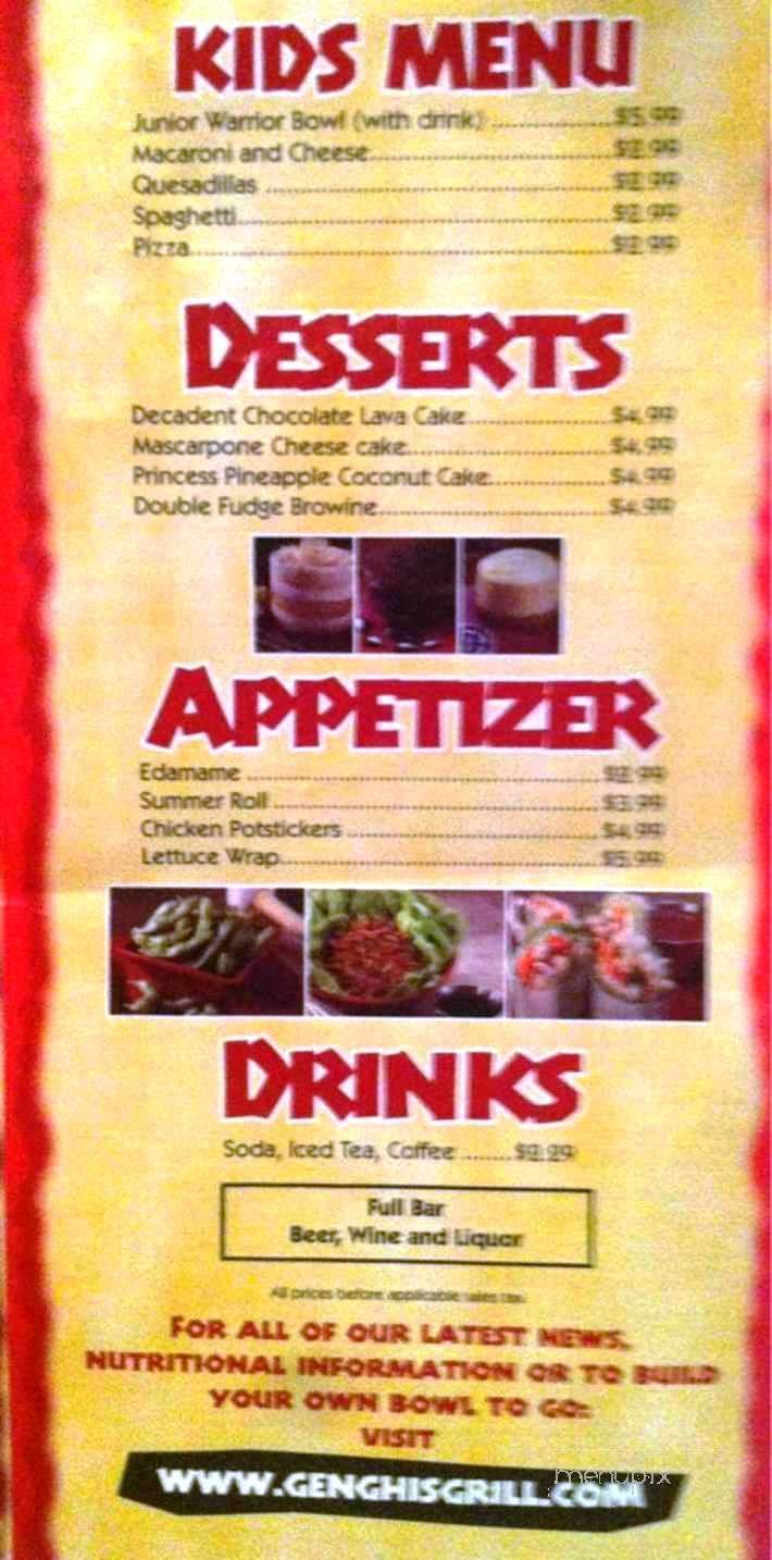 Genghis Grill - Panama City, FL menu_pic