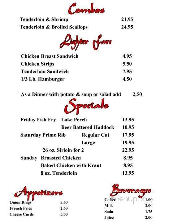 Billy's on Main - Luxemburg, WI menu_pic