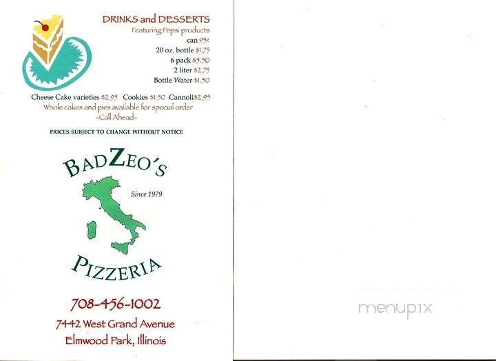Badzeo's Pizzeria - Elmwood Park, IL menu_pic