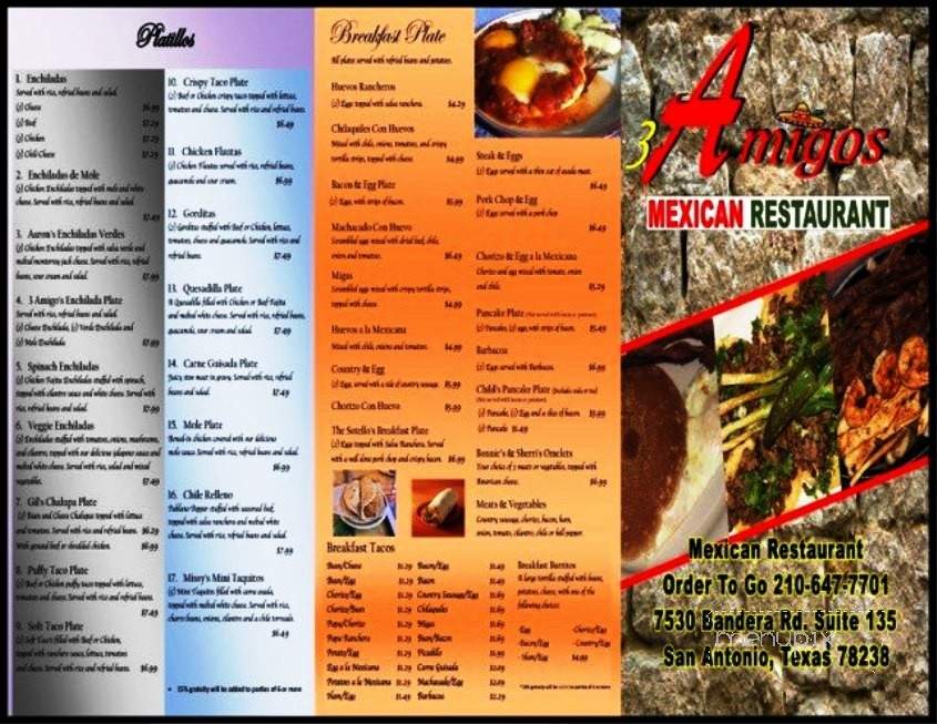 3 Amigos Mexican Restaurant - San Antonio, TX menu_pic