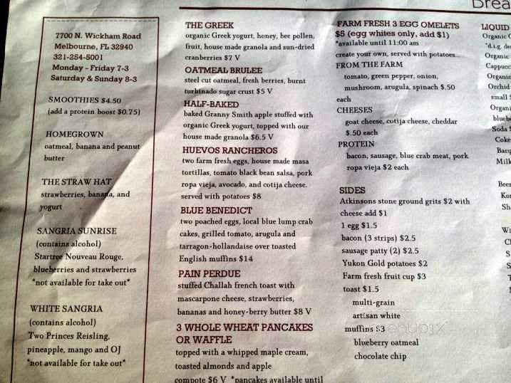 D.I.G. Bistro - Melbourne, FL menu_pic
