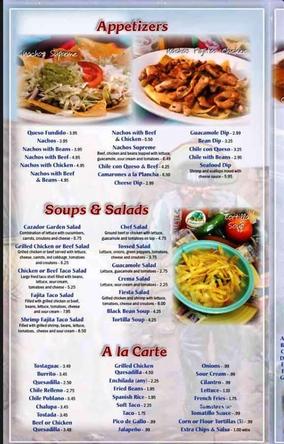 El Cazador Mexican Grill - Appomattox, VA menu_pic