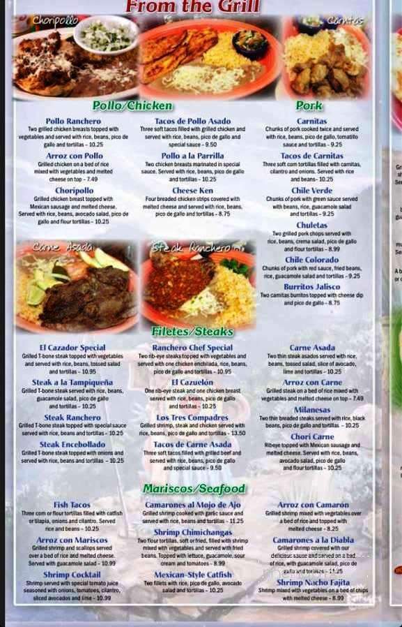 El Cazador Mexican Grill - Appomattox, VA menu_pic