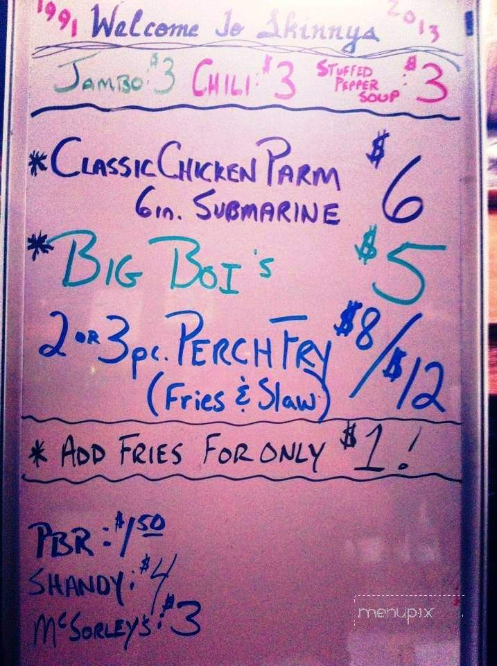 Skinny's Bar and Grille - Cleveland, OH menu_pic