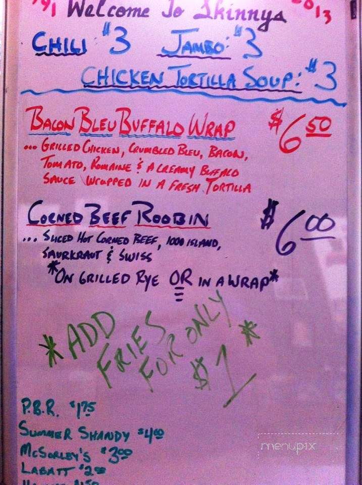 Skinny's Bar and Grille - Cleveland, OH menu_pic