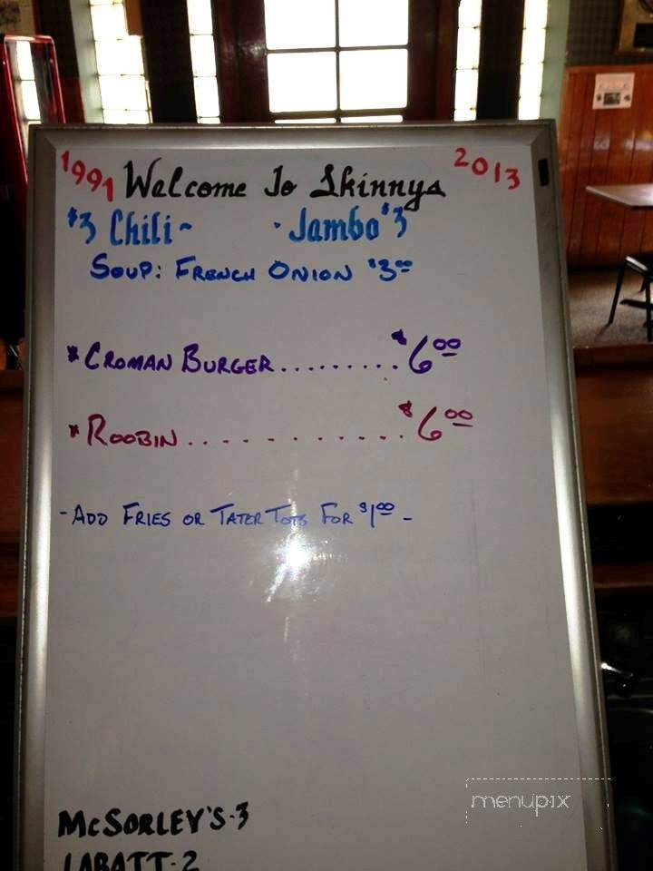 Skinny's Bar and Grille - Cleveland, OH menu_pic