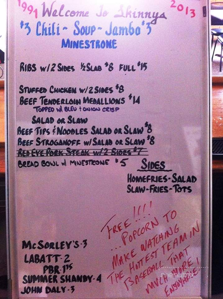 Skinny's Bar and Grille - Cleveland, OH menu_pic