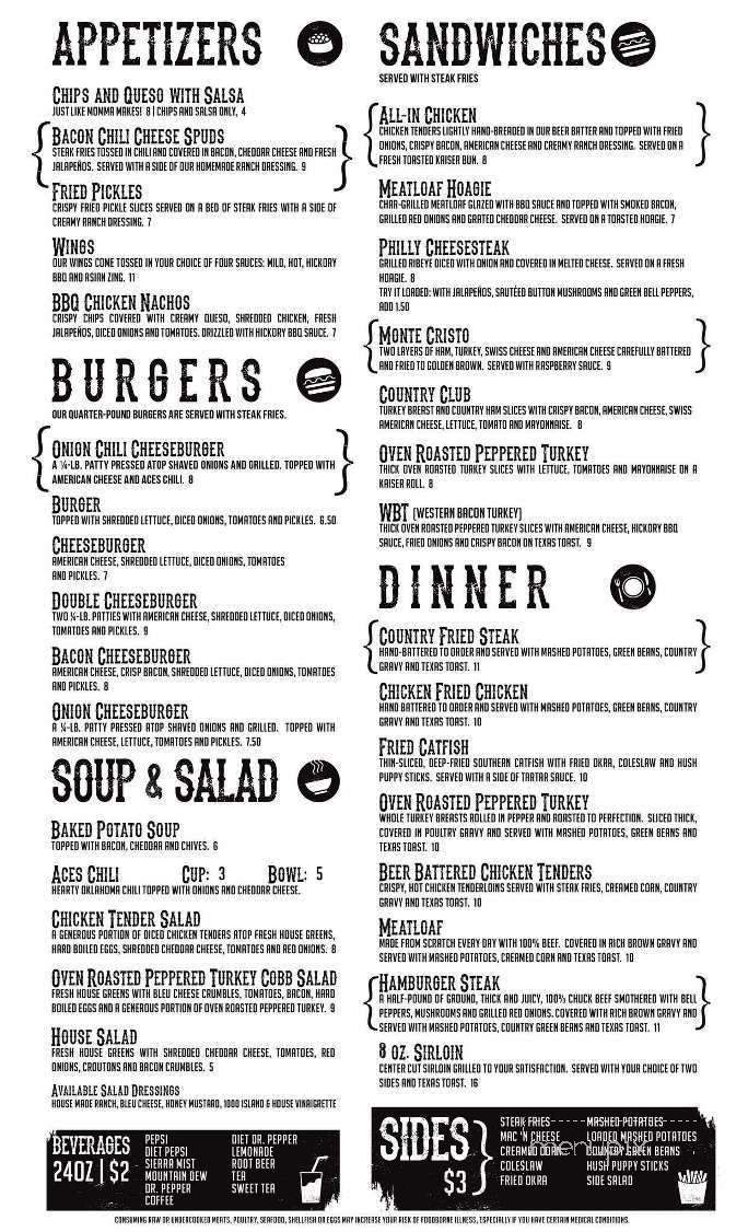 Aces Sports Grill - Duncan, OK menu_pic