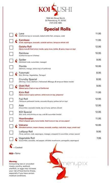 Koi Sushi and Steakhouse - St Petersburg, FL menu_pic