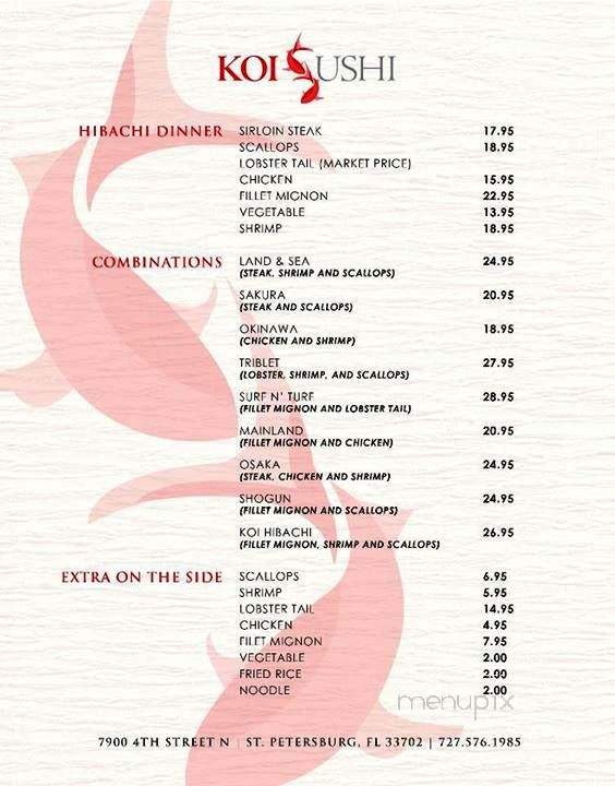 Koi Sushi and Steakhouse - St Petersburg, FL menu_pic