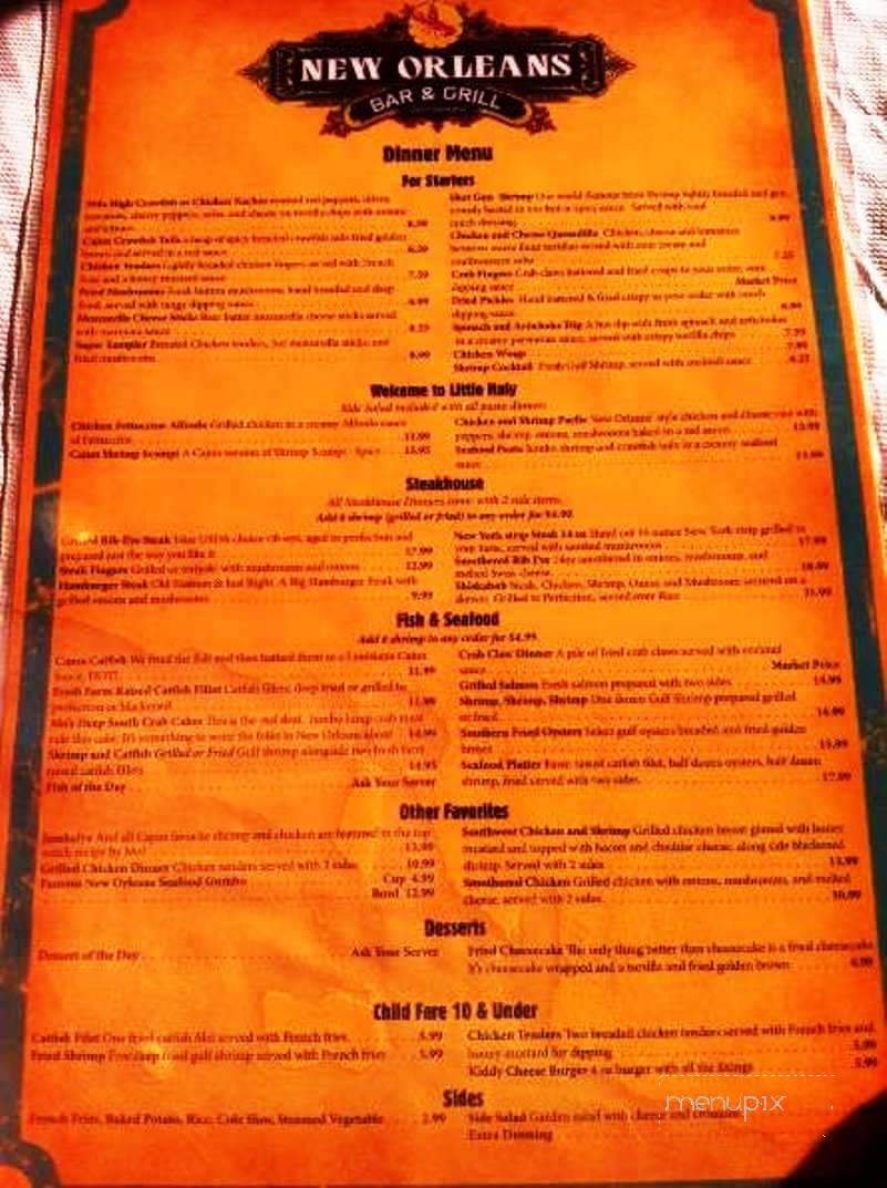 New Orleans Bar & Grill - Selma, AL menu_pic