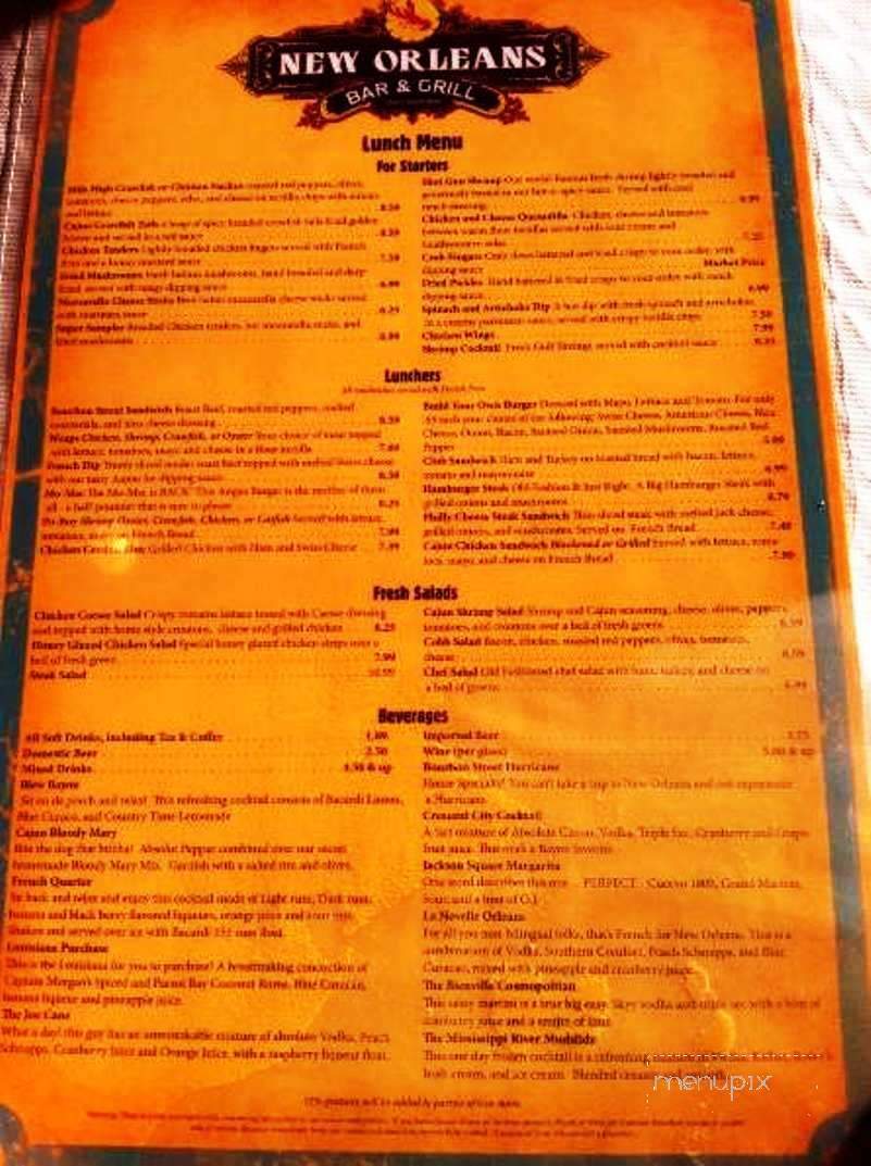 New Orleans Bar & Grill - Selma, AL menu_pic