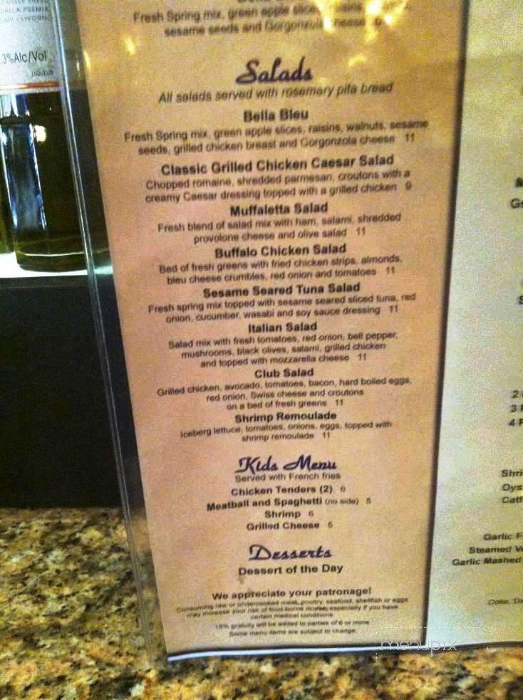 Bella's - Chalmette, LA menu_pic