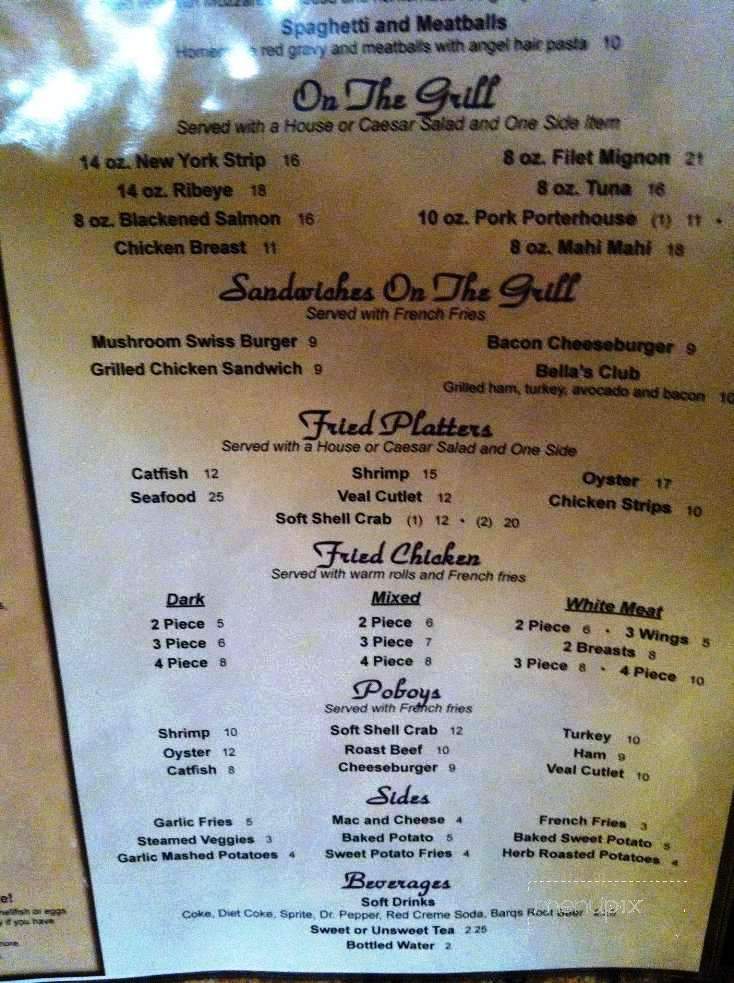 Bella's - Chalmette, LA menu_pic