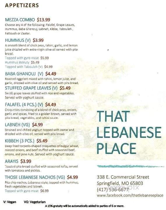 That Lebanese Place - Springfield, MO menu_pic