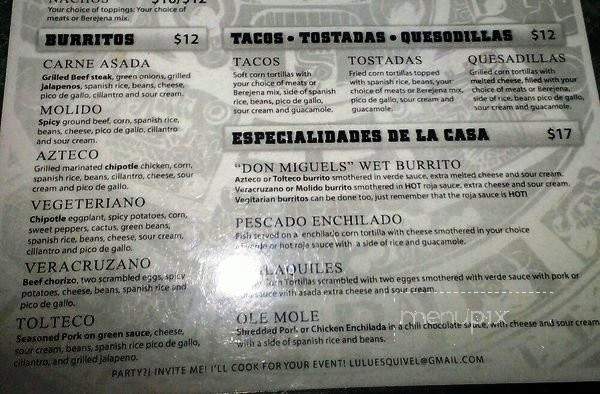 Lulu's Mexican Grill - Honolulu, HI menu_pic