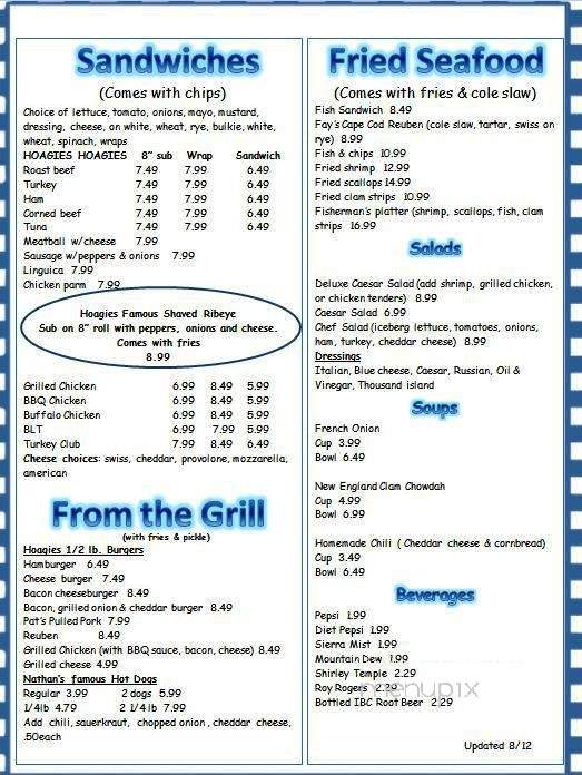 Hoagie's Diner - Bourne, MA menu_pic