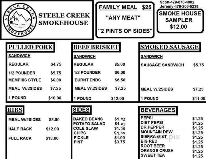 Steele Creek Smokehouse - Alma, AR menu_pic