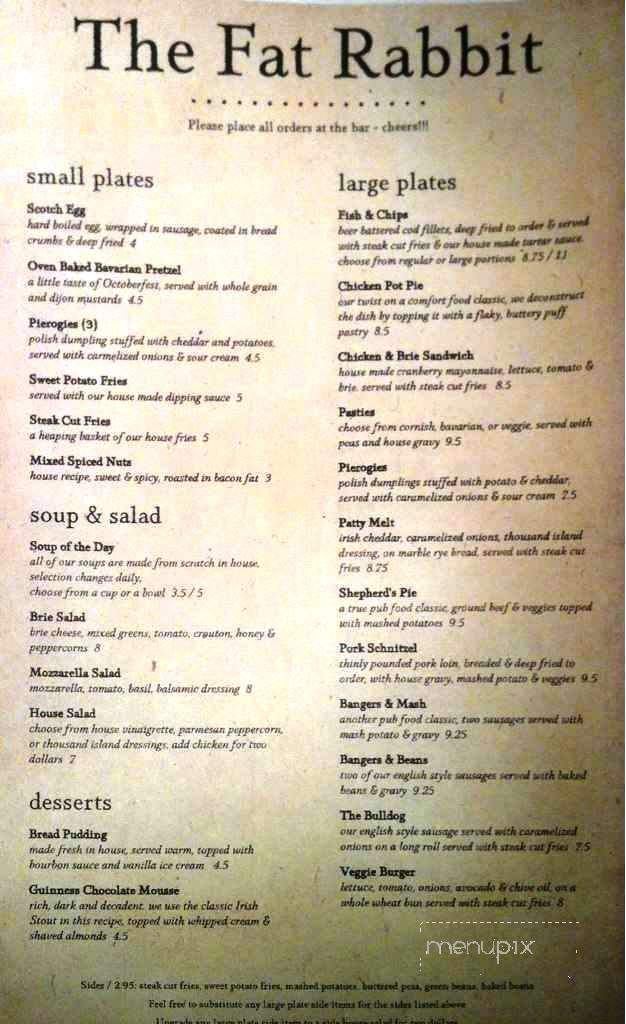 Fat Rabbit Public House - Folsom, CA menu_pic