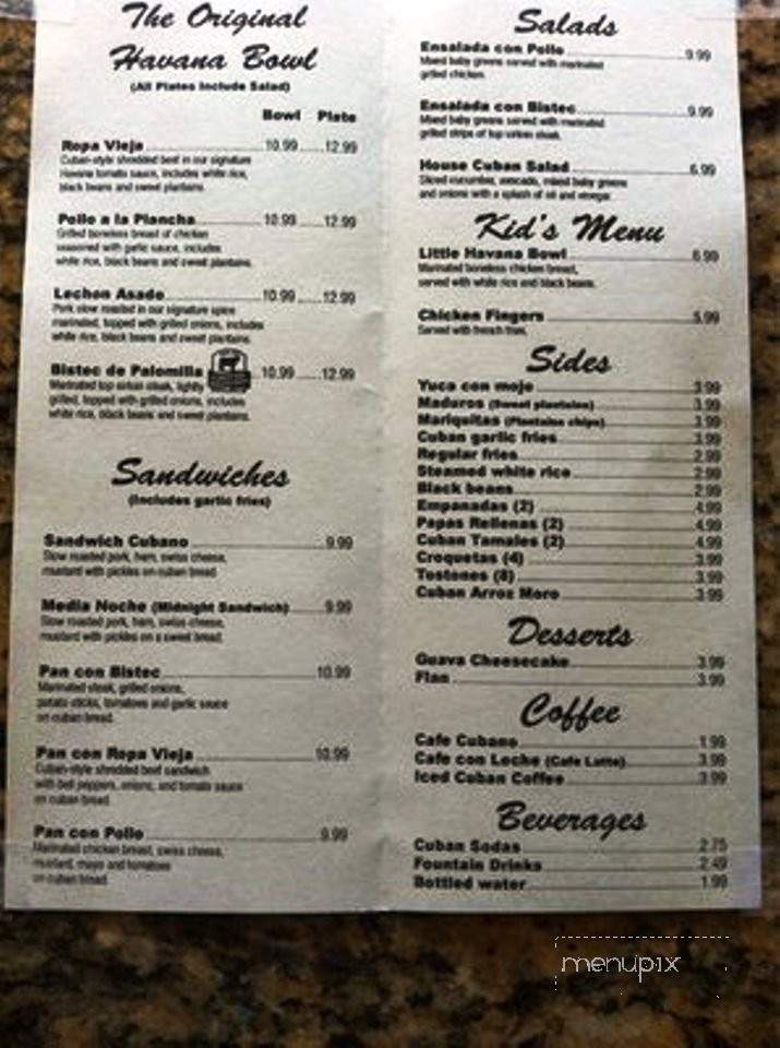 Casa Havana - Whittier, CA menu_pic