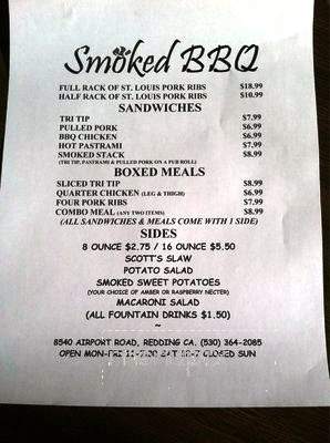 Smoked - Redding, CA menu_pic