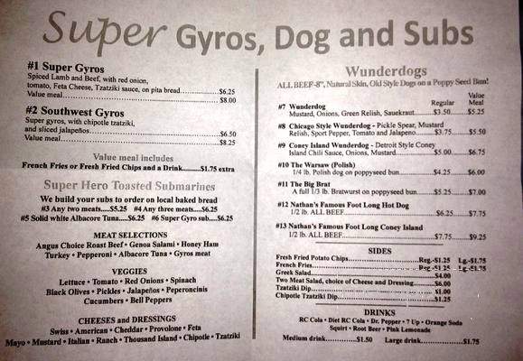 Super Gyros Dog and Subs - Tucson, AZ menu_pic